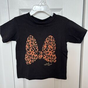 Minnie Mouse Leopard Print Bow Black Tee